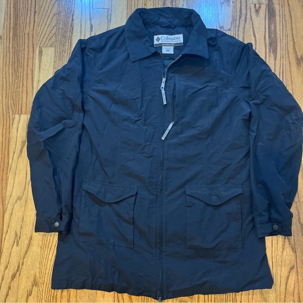 Vintage Columbia 2005 Navy Field Jacket Women XL Cotton Blend Utility Coat Y2K